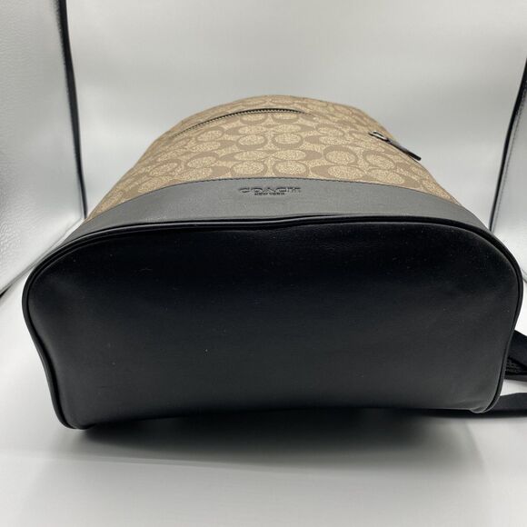 Auth COACH West Slim Backpack In Signature Canvas F78756 Beige/Black - Picture 7 of 16